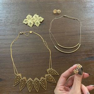 Gold necklace earrings bundle sale